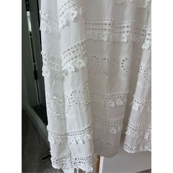 NWT Anthropologie x English Factory - Poplin Heart Embroidery White Midi Dress, - Picture 6 of 13